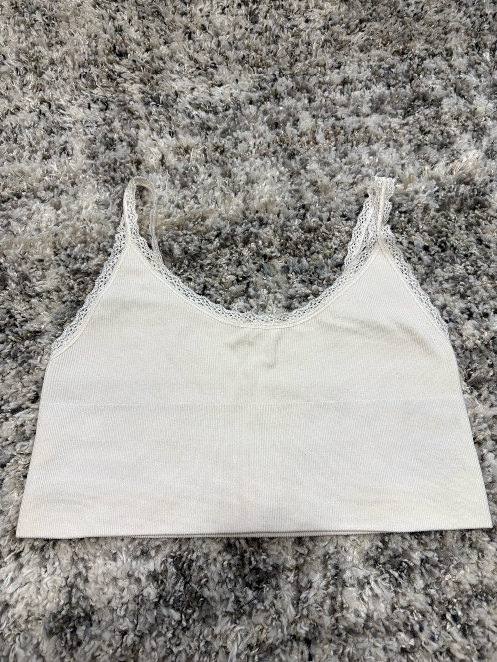 Lace-Trim White Women's Tank Top
